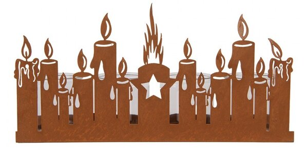 Rustikálny hrdzavý svietnik so sviečkami Candle Rust - 36*9*18 cm - Clayre & Eef