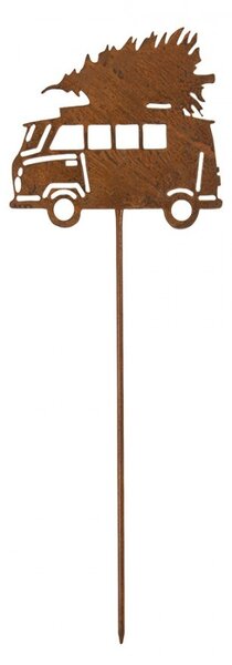 Rustikálny hrdzavý zápich auto so stromčekom Hearts Rust - 26*1*75 cm - Clayre & Eef