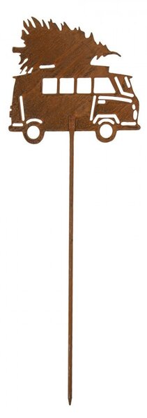 Rustikálny hrdzavý zápich auto so stromčekom Hearts Rust - 26*1*75 cm - Clayre & Eef