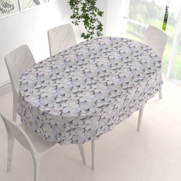 Biante Dekoračný oválny obrus PML-032 Designové kvety na sivom 100x160 cm