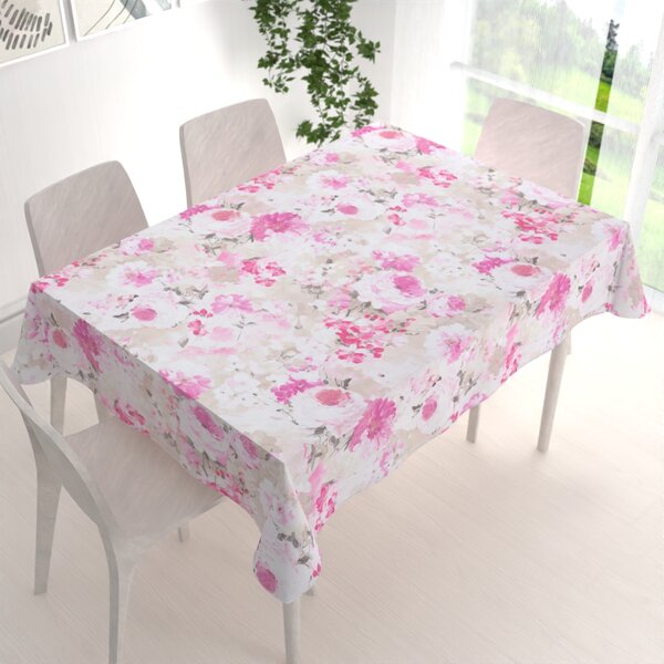 Biante Dekoračný obdĺžnikový obrus PM-030 Ružové maľované kvety 50x100 cm