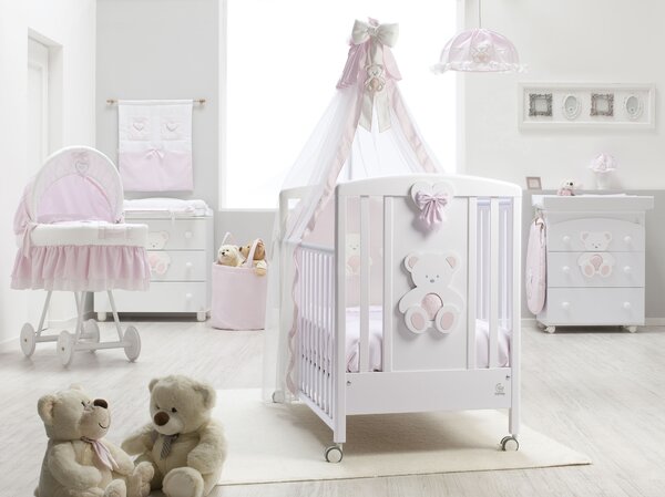 Italbaby baldachýn nad postieľku Peluche ružová Rozmery: dĺžka 600cm