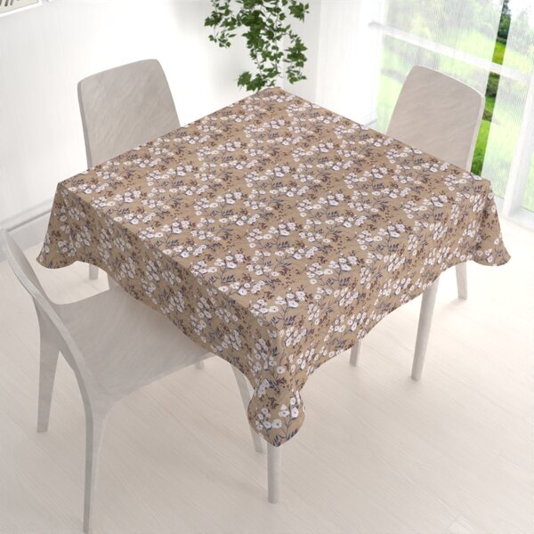 Biante Dekoračný štvorcový obrus PML-036 Popínavé kvety na hnedom 40x40 cm