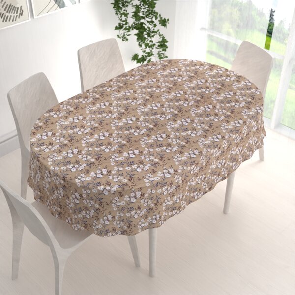 Biante Dekoračný oválny obrus PML-036 Popínavé kvety na hnedom 100x140 cm