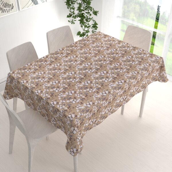 Biante Dekoračný obdĺžnikový obrus PML-036 Popínavé kvety na hnedom 50x100 cm
