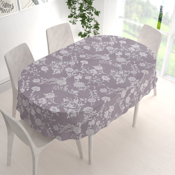Biante Dekoračný oválny obrus PM-045 Zámocké kvety na pastelovo fialovom 100x160 cm