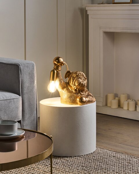 Stolná lampa zlatá polyresín zvierací motív tvar psa moderný glamour štýl nočná lampa obývacia izba spálňa