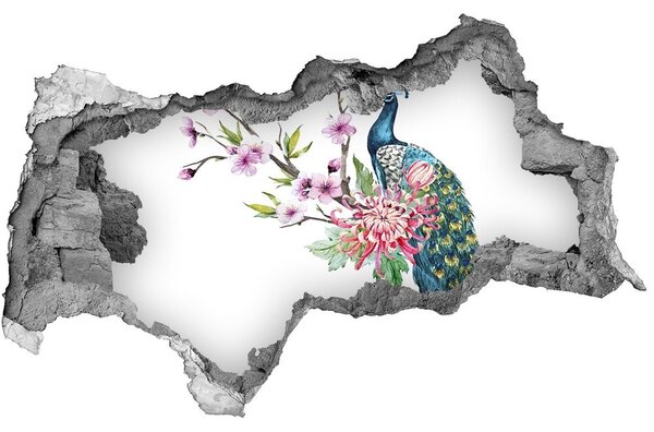 Diera 3D fototapeta na stenu Peacock a kvety nd-b-137329257