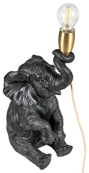 Stolná lampa čierna polyresín zvierací motív tvar slona moderný glamour štýl nočná lampa obývacia izba spálňa