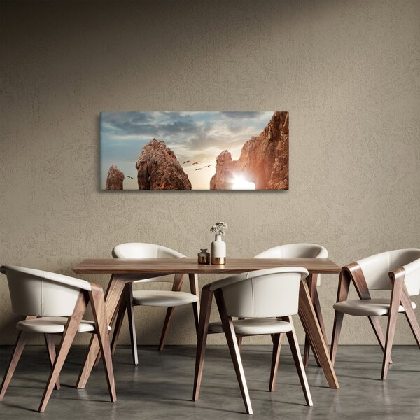 Obraz - Západ slnka nad útesmi (120x50 cm)