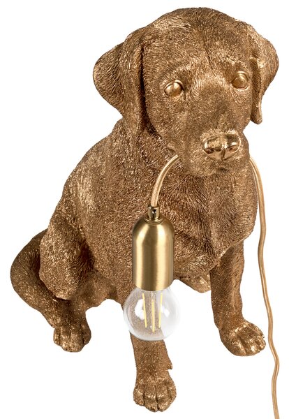 Stolná lampa zlatá polyresín zvierací motív tvar psa moderný glamour štýl nočná lampa obývacia izba spálňa