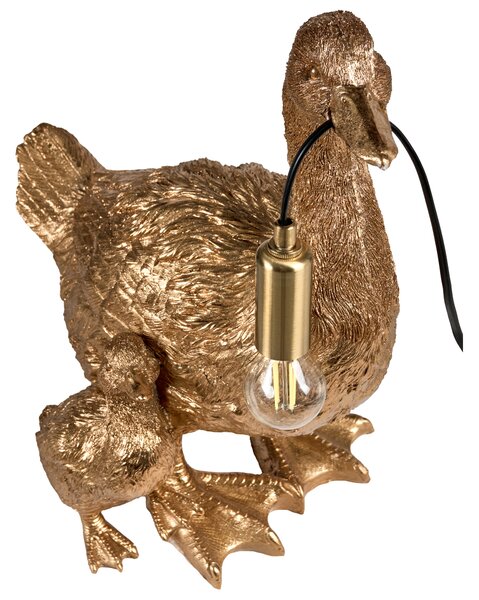 Stolná lampa zlatá polyresín zvierací motív tvar kačky moderný glamour štýl nočná lampa obývacia izba spálňa