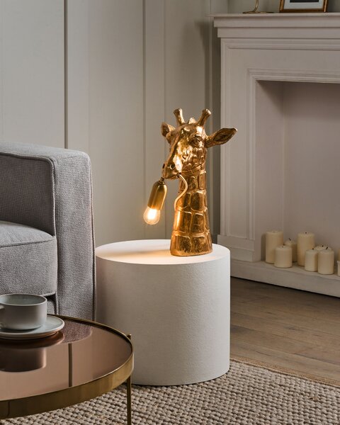 Stolná lampa zlatá polyresín zvierací motív tvar žirafy moderný glamour štýl nočná lampa obývacia izba spálňa