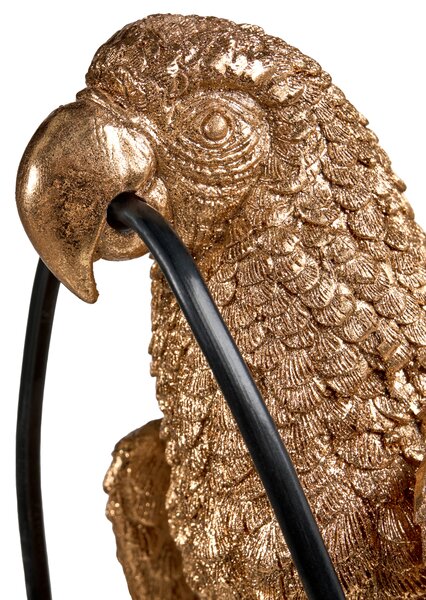 Stolná lampa zlatá polyresín zvierací motív tvar papagája moderný glamour štýl nočná lampa obývacia izba spálňa
