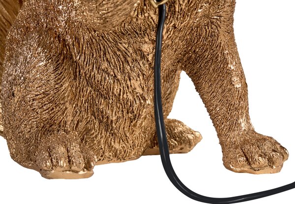 Stolná lampa zlatá polyresín zvierací motív tvar veveričky moderný glamour štýl nočná lampa obývacia izba spálňa