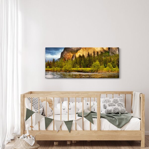 Obraz - Skaly pri jazere (120x50 cm)