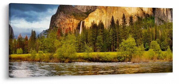 Obraz - Skaly pri jazere (120x50 cm)