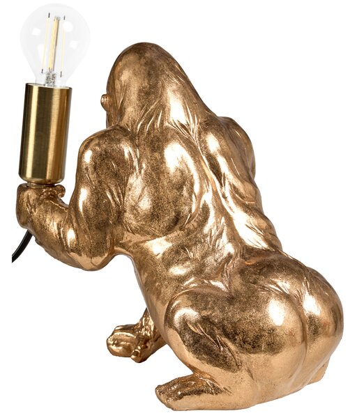 Stolná lampa zlatá polyresín zvierací motív tvar gorily moderný glamour štýl nočná lampa obývacia izba spálňa
