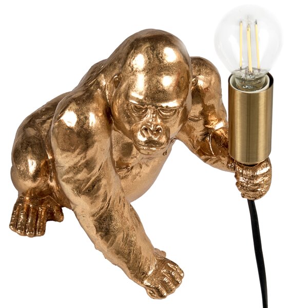 Stolná lampa zlatá polyresín zvierací motív tvar gorily moderný glamour štýl nočná lampa obývacia izba spálňa