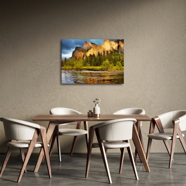 Obraz - Skaly pri jazere (70x50 cm)
