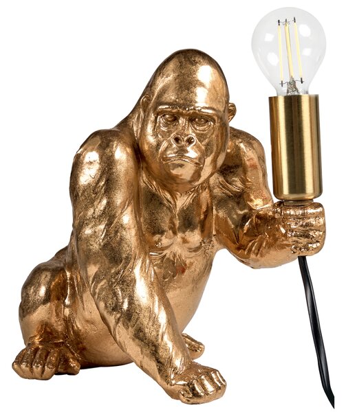 Stolná lampa zlatá polyresín zvierací motív tvar gorily moderný glamour štýl nočná lampa obývacia izba spálňa