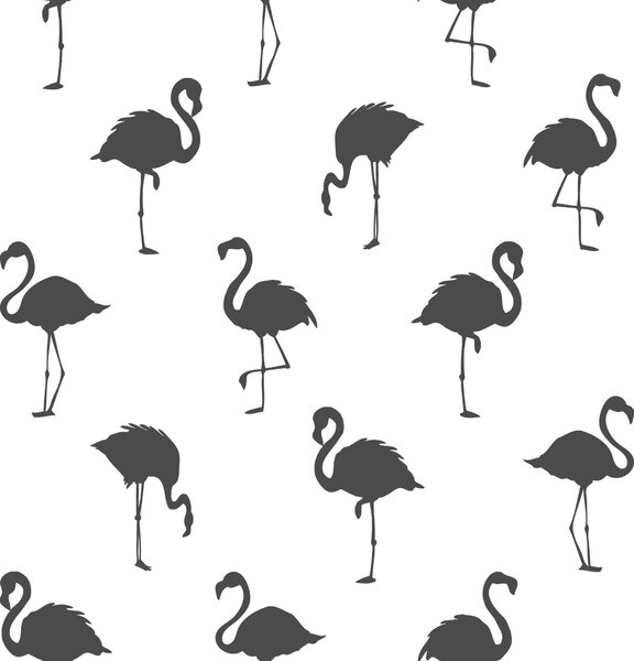 ESTAhome Tapeta Flamingos black and white