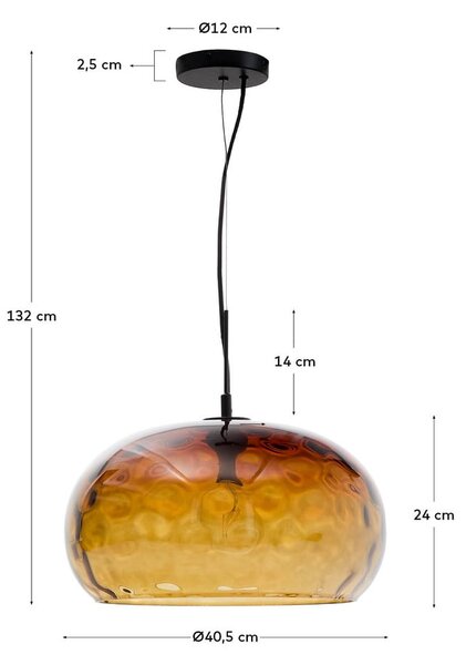 Jantárové sklenené závesné svietidlo so skleneným tienidlom ø 40 cm Balma – Kave Home