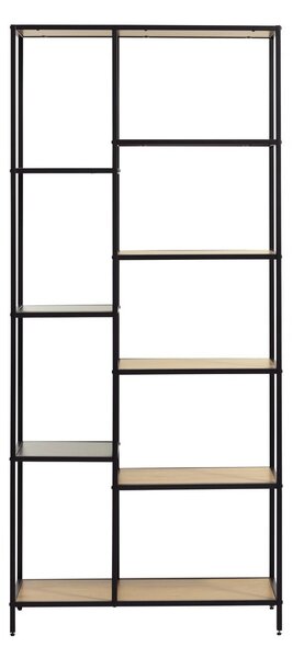 Čierna/v prírodnej farbe knižnica v dekore duba 80x180x35 cm Altino – Unique Furniture