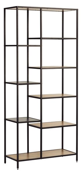 Čierna/v prírodnej farbe knižnica v dekore duba 80x180x35 cm Altino – Unique Furniture