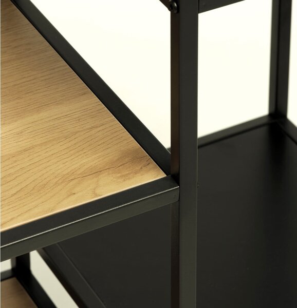 Čierna/v prírodnej farbe knižnica v dekore duba 80x180x35 cm Altino – Unique Furniture