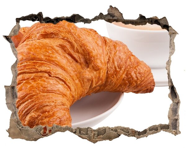 Nálepka 3D díra na zeď Croissanty a káva nd-k-71215750