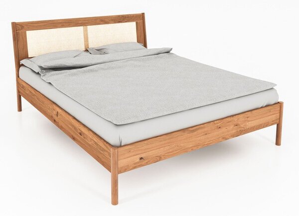 Dvojlôžková posteľ z dubového dreva s ratanovým čelom 160x200 cm Pola - The Beds