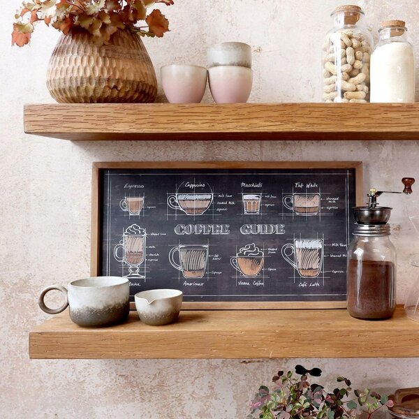 Čierna nástenná ceduľa s dreveným rámom Coffee – 40*30 cm - Chic Antique
