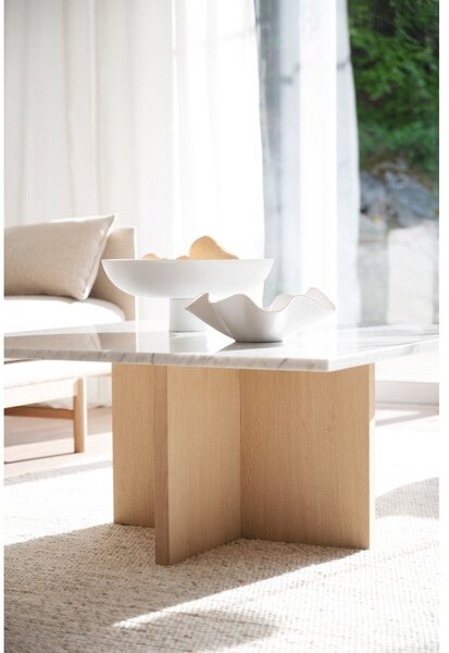 Bielo-hnedý mramorový okrúhly konferenčný stolík 90x90 cm Brooksville - Rowico