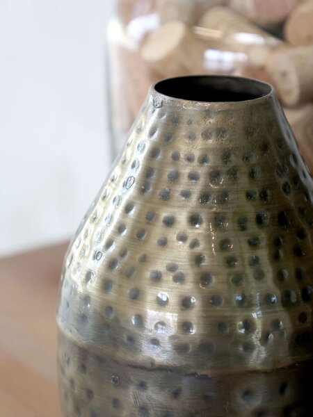 Mosadzná antik kovová dekoračná váza Tiana - Ø 10*15 cm - Chic Antique