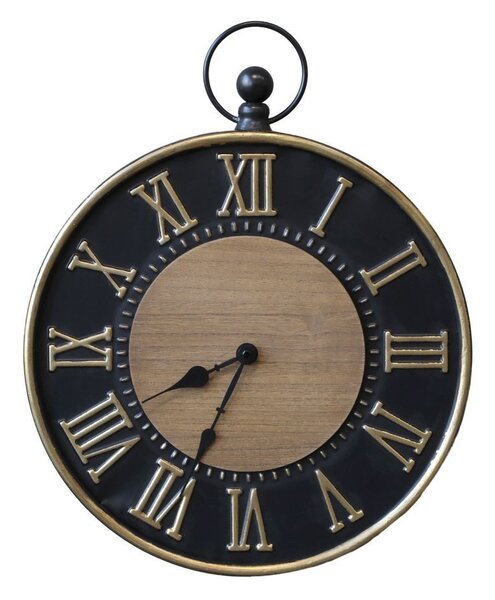 Čierno-zlaté antik nástenné hodiny – Ø 35*5 cm/ 1*AA - Chic Antique