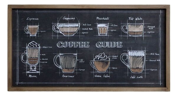 Čierna nástenná ceduľa s dreveným rámom Coffee – 40*30 cm - Chic Antique