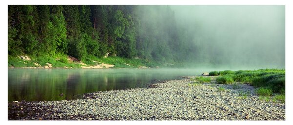 Obraz - Rieka pri lese (120x50 cm)