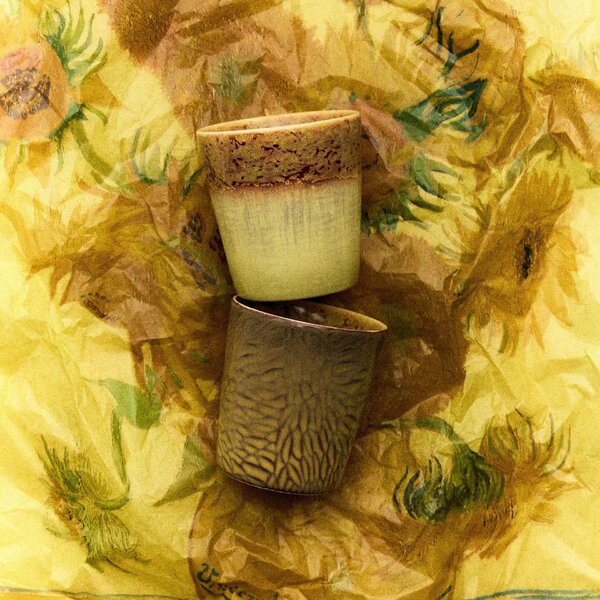 Kameninový hrnček 70's Van Gogh / Sunflowers – sada 2 ks, 200 ml