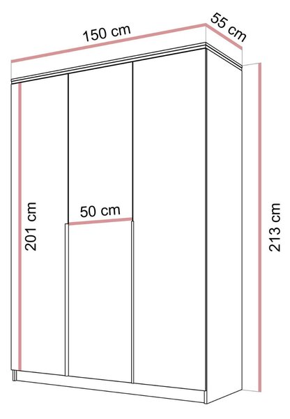 ŠATNÍKOVÁ SKRIŇA NESSIE 3D KAŠMÍR 150 cm