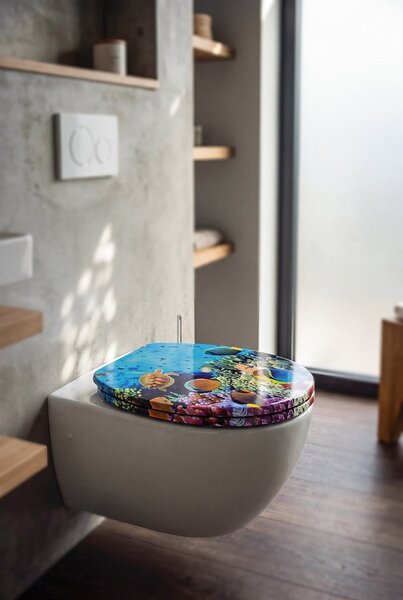 Aqualine Funny, WC sedátko s motivom oceán, modrá, HY-S369