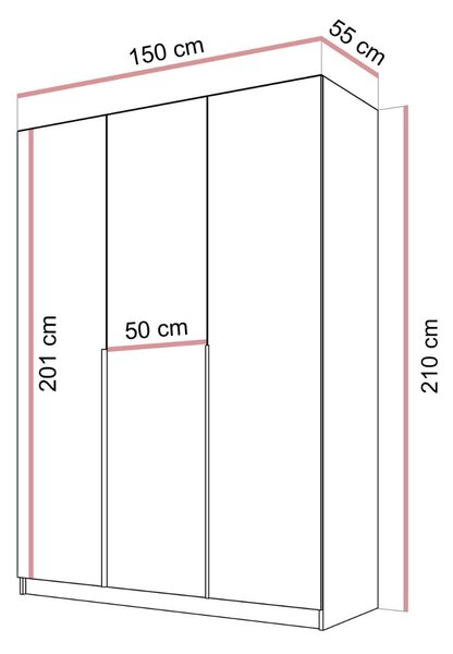 ŠATNÍKOVÁ SKRIŇA BLANCA 3D KAŠMÍR 150 cm
