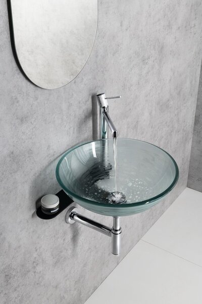 Sapho Tetris, nástenné okrúhle umývadlo s držiakom pre stojánkovú batériu vpravo, 415x140mm, biela, TZ420-02