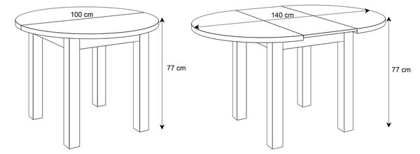 OKRÚHLY JEDÁLENSKÝ STÔL LORENA KAŠMÍR ROZKLADANIE 100 / 140 cm