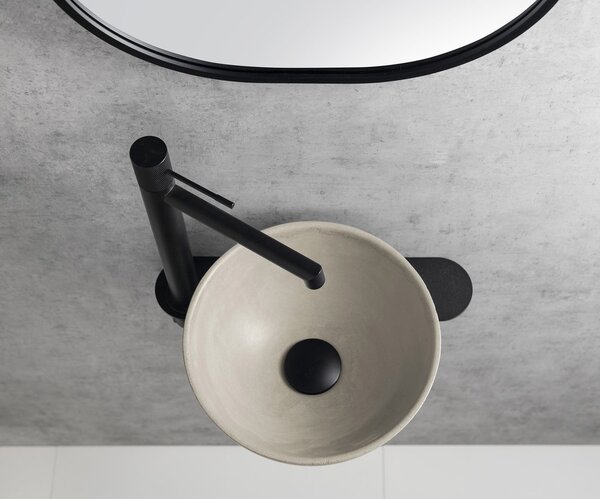 Sapho Tetris, nástenné okrúhle umývadlo s držiakom pre stojánkovú batériu vpravo, 415x140mm, biela, TZ420-02
