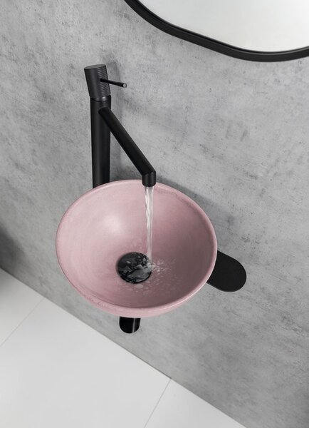 Sapho Tetris, nástenné okrúhle umývadlo s držiakom pre stojánkovú batériu vpravo, 415x140mm, biela, TZ420-02