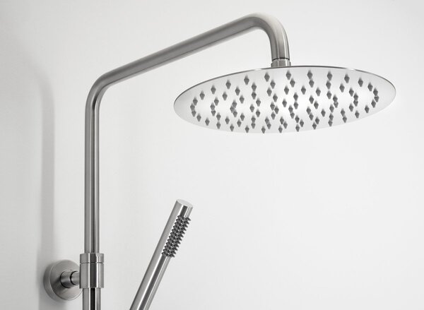 Sapho Minimal, sprchový stĺp s pákovou s batériou, okrúhla hlavica, oceľová, MI139