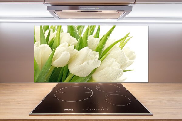 Panel do kuchyne Biele tulipány pl-pksh-100x50-f-49549577