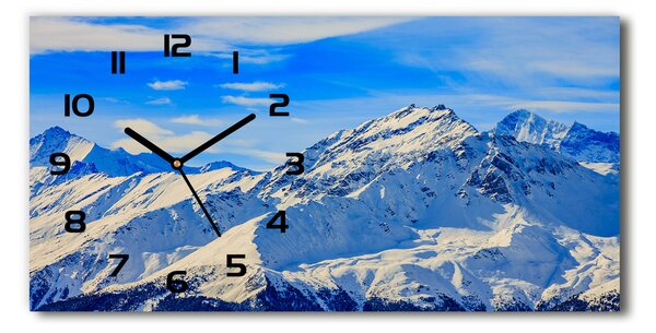 Vodorovné Moderné sklenené hodiny na stenu Alpy zima