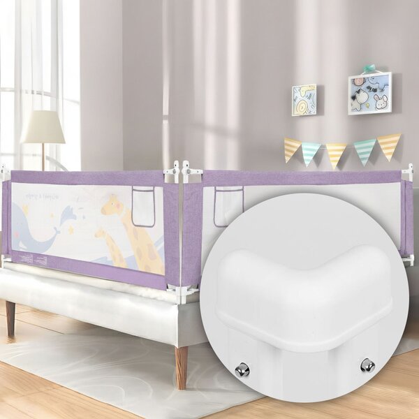 ECOTOYS Bezpečnostná zábrana na posteľ 200 cm, fialová ECOTOYS